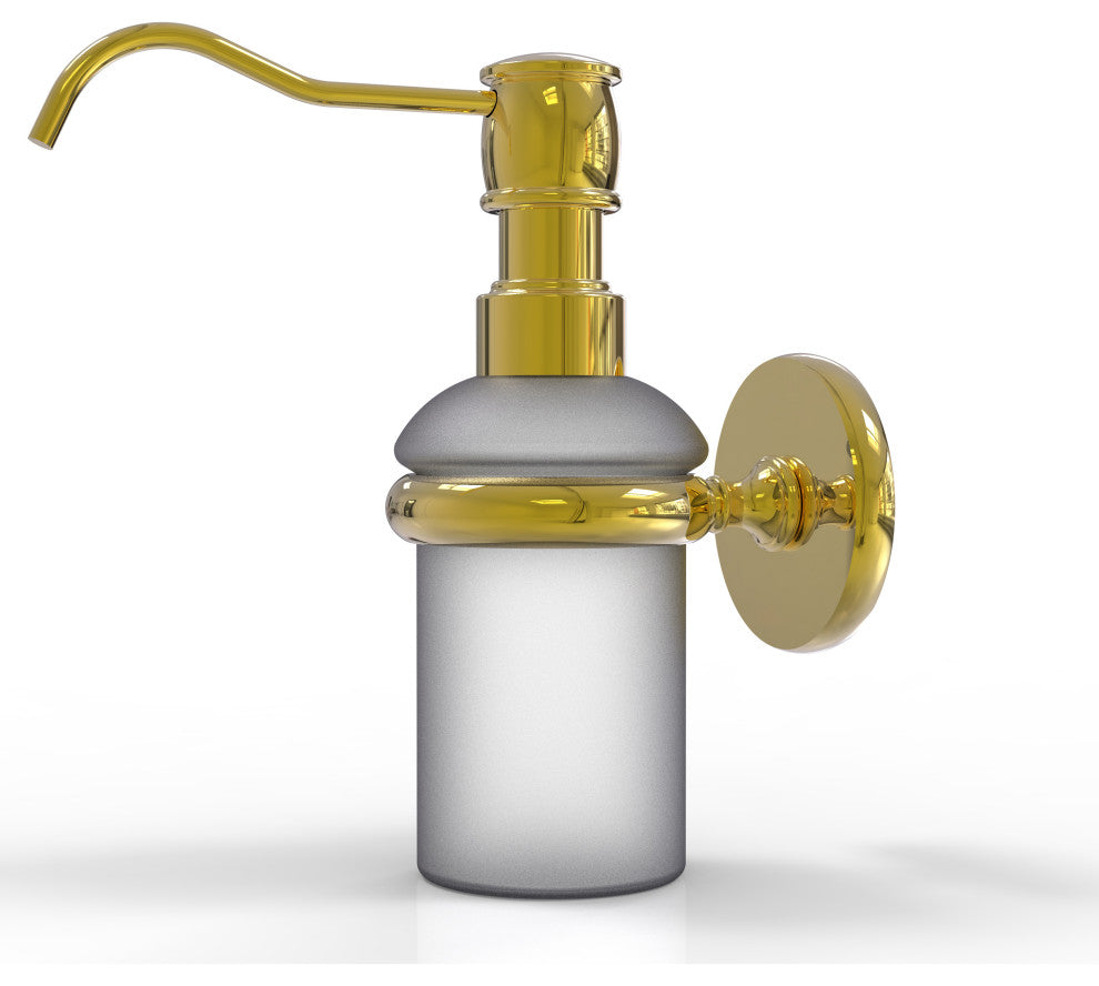 Prestige Skyline Wall Mounted Soap Dispenser, Polished Brass