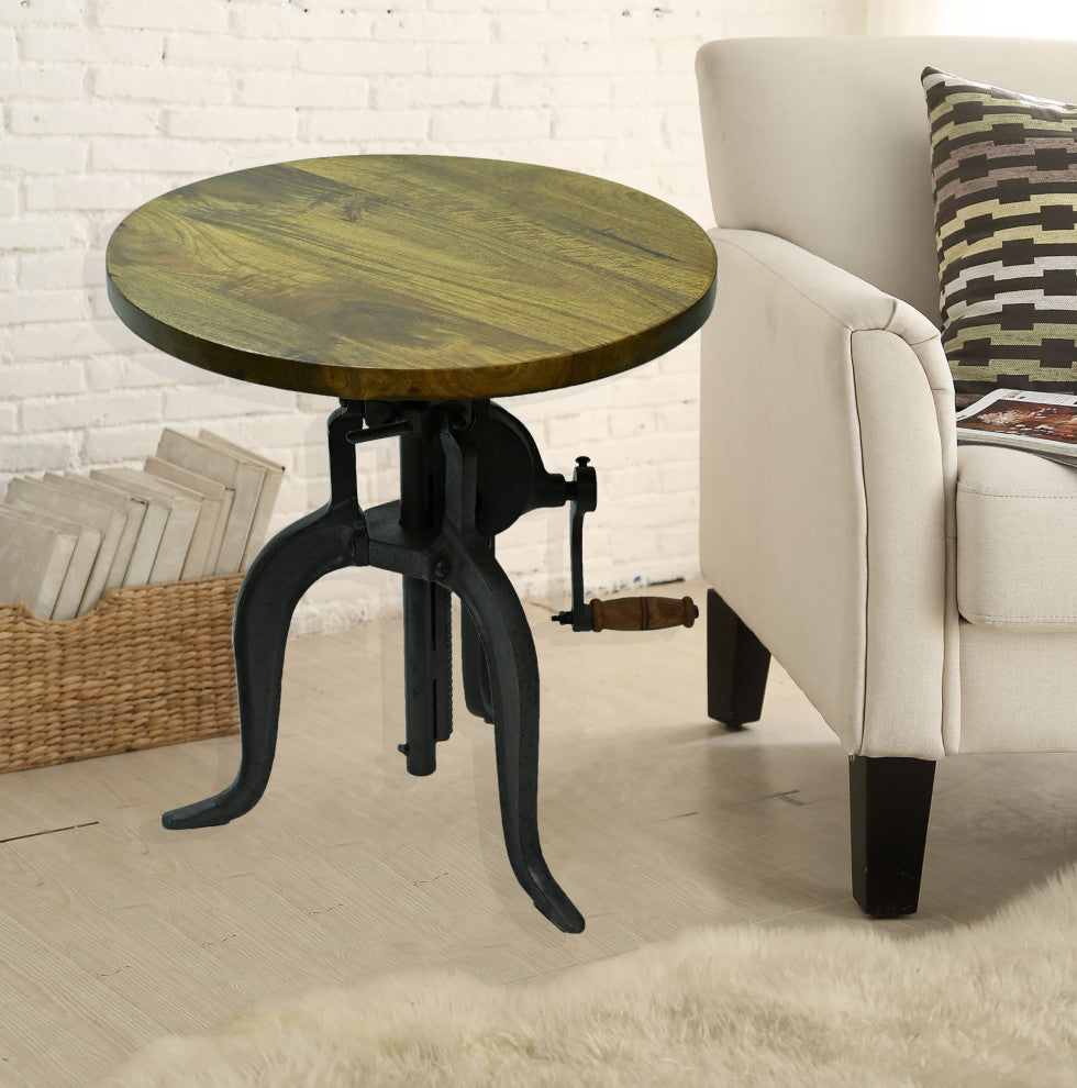 Regan Adjustable Crank Accent Table, Harvest Oak/Industrial