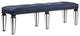 Benzara BM269606 Bench With Button Tufting and Mirror Tapered Legs, Blue