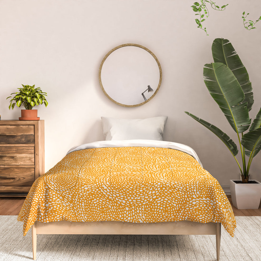 Deny Designs Julia Da Rocha Dahlias Yellow Comforter, Twin Xl