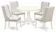 5Pc Dinette Set, 1 Pedestal Table, 4 Light Grey Kitchen Chairs, Linen White