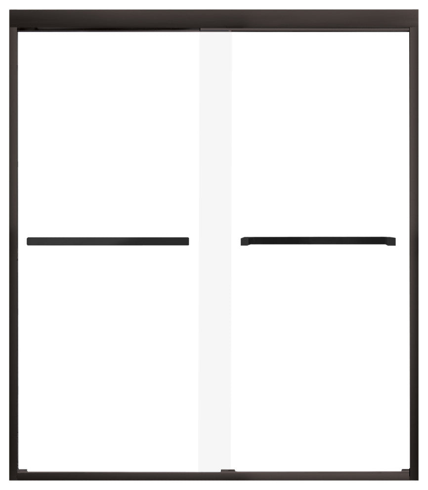 Frederick 59 in. W x 70 in. H Shower Door in Matte Black with Clear Glass