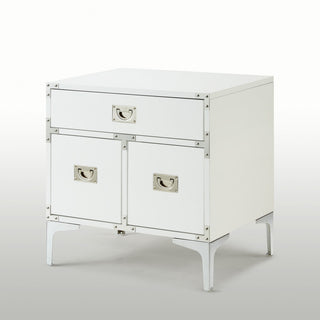 Monica Modern Lacquer Finish Chrome Metal Leg Side Table, White
