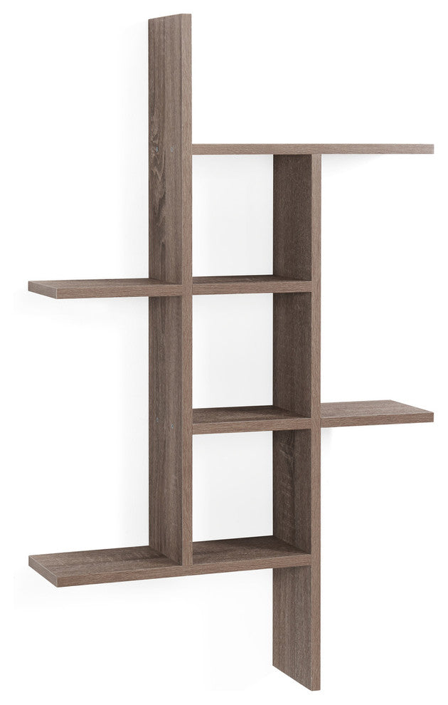 Danya B. Cantilever Cubby Wall Shelf "“ Horizontal or Vertical, Weathered Oak