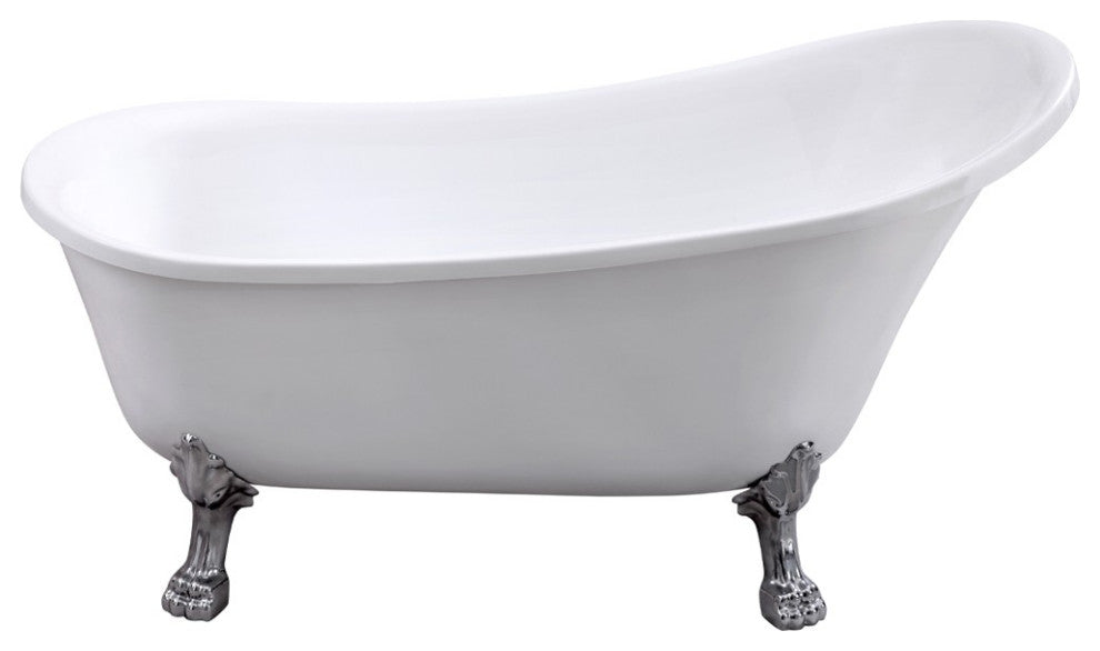 ARIEL 59" Acrylic Freestanding Bathtub Polished Chrome and Overflow Drain