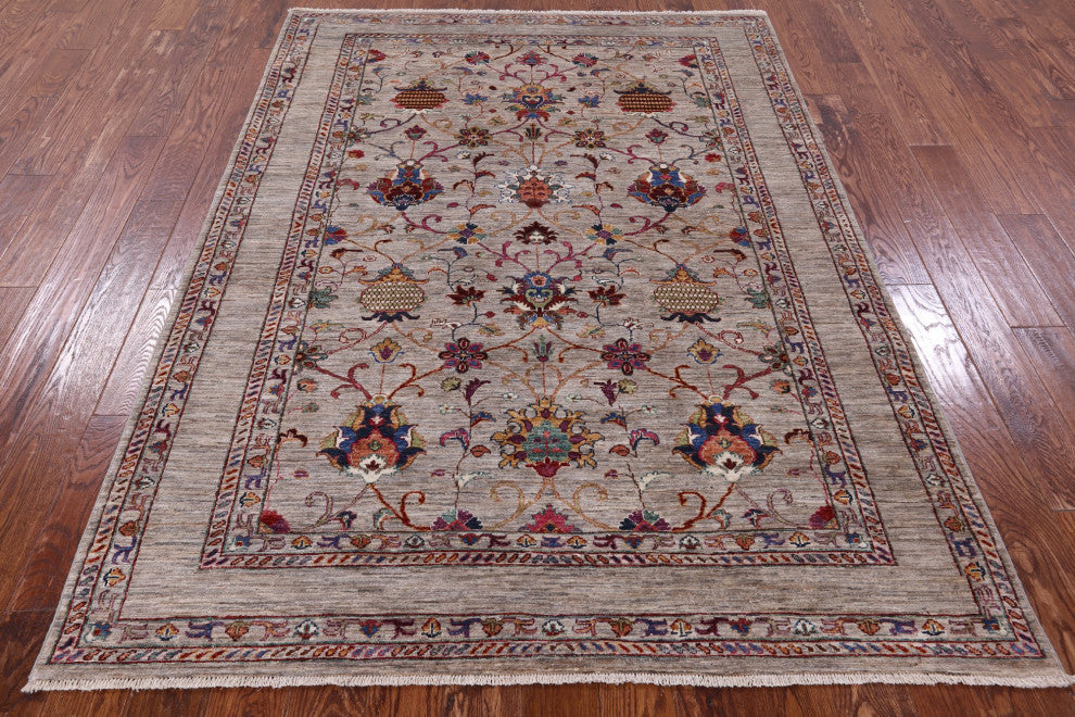 5' 7" X 7' 9" Hand-Knotted Persian Tabriz Wool Rug Q9889