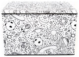 Kid's Coloring Large Lidded Trunk with Removable Divider, Space Print