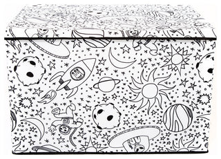 Kid's Coloring Large Lidded Trunk with Removable Divider, Space Print
