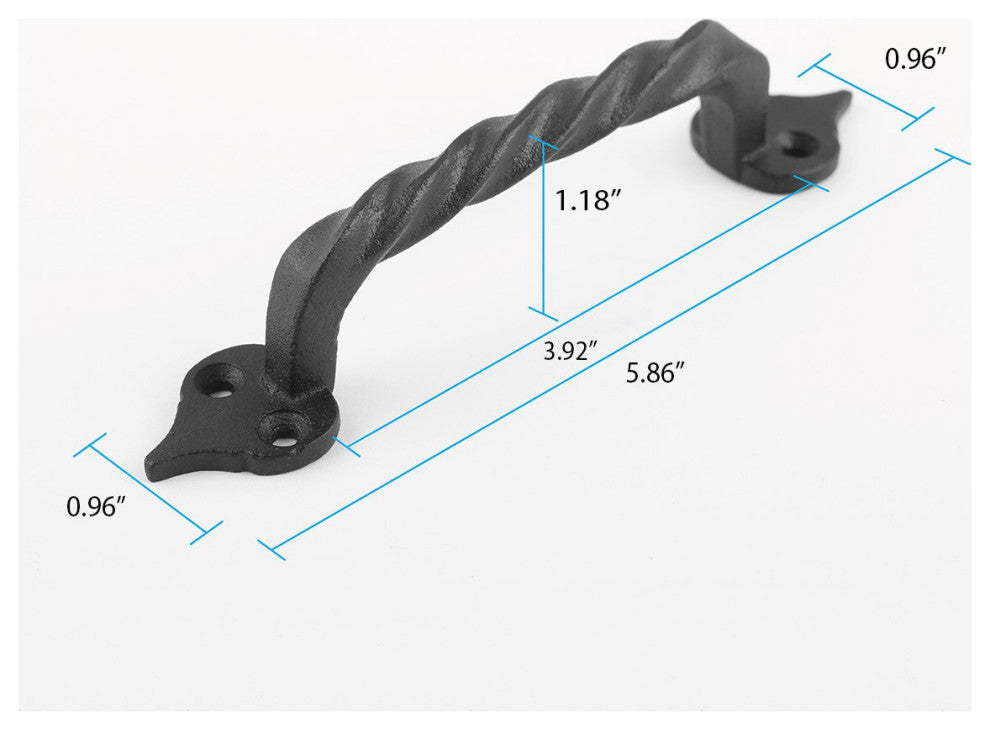 4 Piece Twisted Black Wrought Iron Cabinet Door Drawer Pull 5 7/8" Total Length