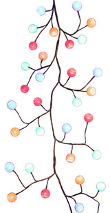 6' 48-Light LED Brown Garland With Cotton Ball