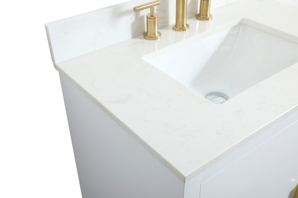 30" Single Bathroom Vanity, White, With Backsplash