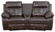 2-Seat Reclining Brown Leather Theater Seating With Curved Cup Holders