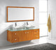 Clarissa 61" Double Bathroom Vanity Set, Honey Oak, Aqua Tempered Glass Countert