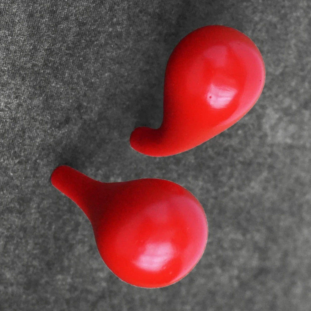 Gloss Bubble 2 in Round Wall Hook Floating Organic Shape Ball Modern, Red, Angled