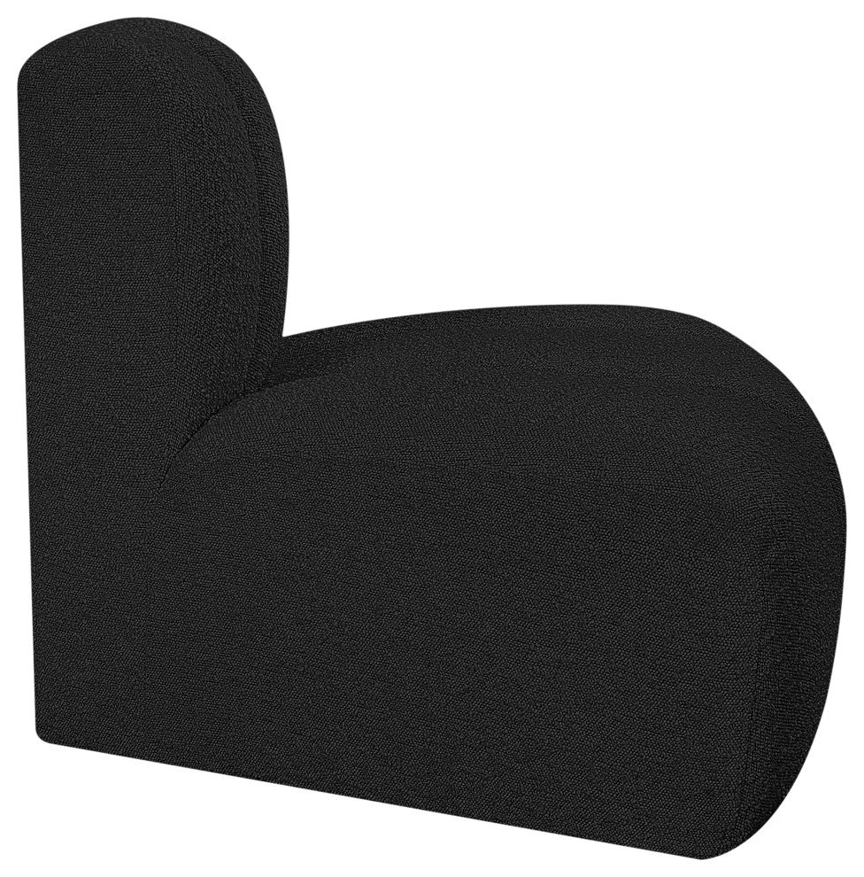 Arc Upholstered Modular Component, Black, 1-Piece: Reverse Corner, Boucle Fabric