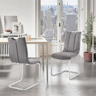 Armen Living Pacific 20" Fabric Dining Armless Chair in Gray/Steel (Set of 2)