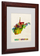 'West Virginia Map' Matted Framed Canvas Art by Michael Tompsett