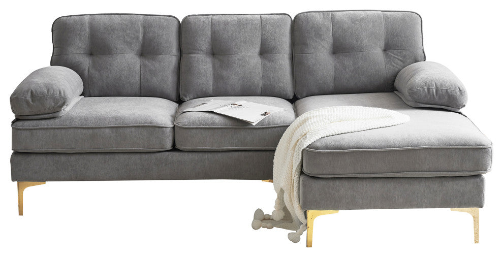 Gewnee Modern Sectional Sofas Couches Velvet L Shaped Couches for Living Room