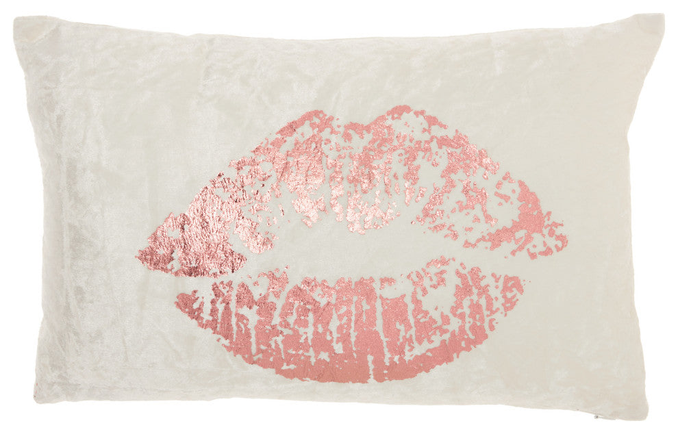 Nourison Luminecence Metallic Lips Rose Gold Throw Pillow, 12"x18"