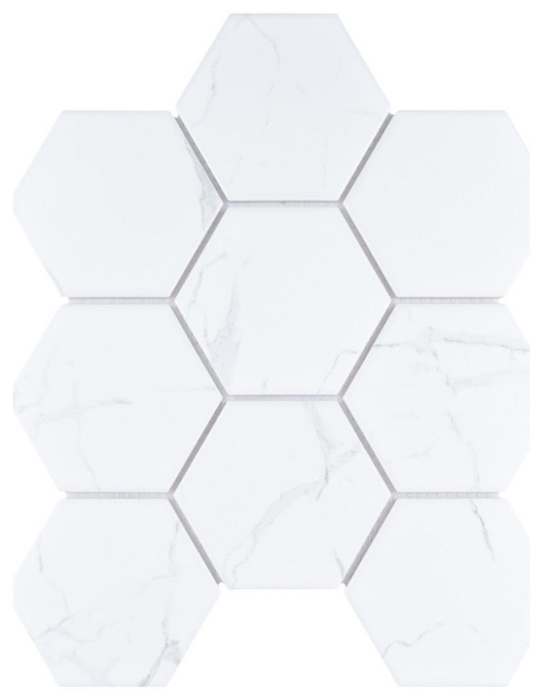 Carrione Super Hex Matte Carrara Porcelain Floor and Wall Tile