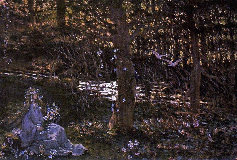 Antonio Munoz Degrain Ofelia en el Bosque, Gallery Wrapped Canvas, 18"x27"