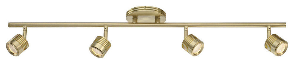 Four-Light LED Fixed Rail, Brushed Brass