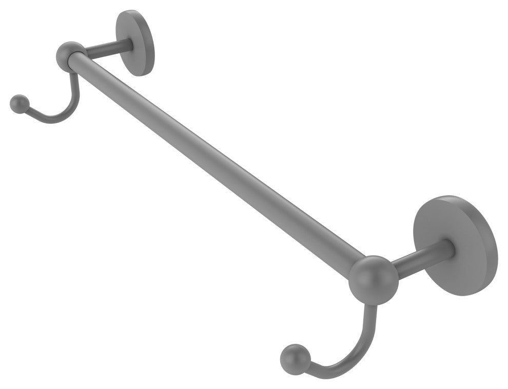 Prestige Skyline 18" Towel Bar with Integrated Hooks, Matte Gray