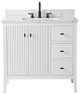 Vanity Art Freestanding Vanity, White, 36", Single Sink, Matte Black