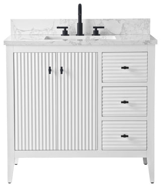 Vanity Art Freestanding Vanity, White, 36", Single Sink, Matte Black