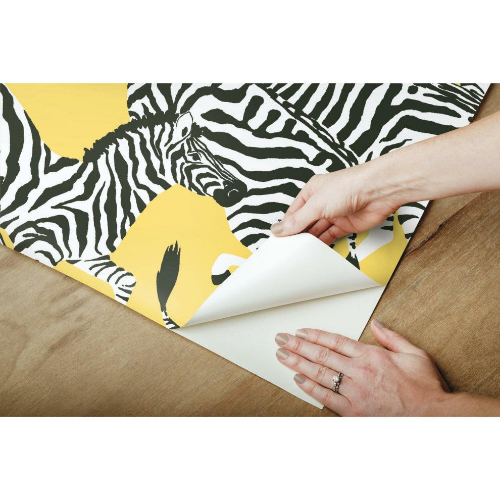 Yellow & White Herd Together Peel & Stick Wallpaper
