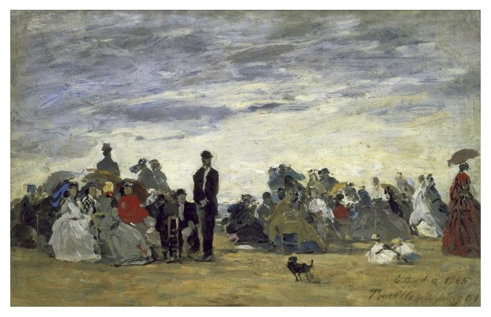"The Beach at Trouville" Digital Paper Print by Eugene Boudin, 24"x16"