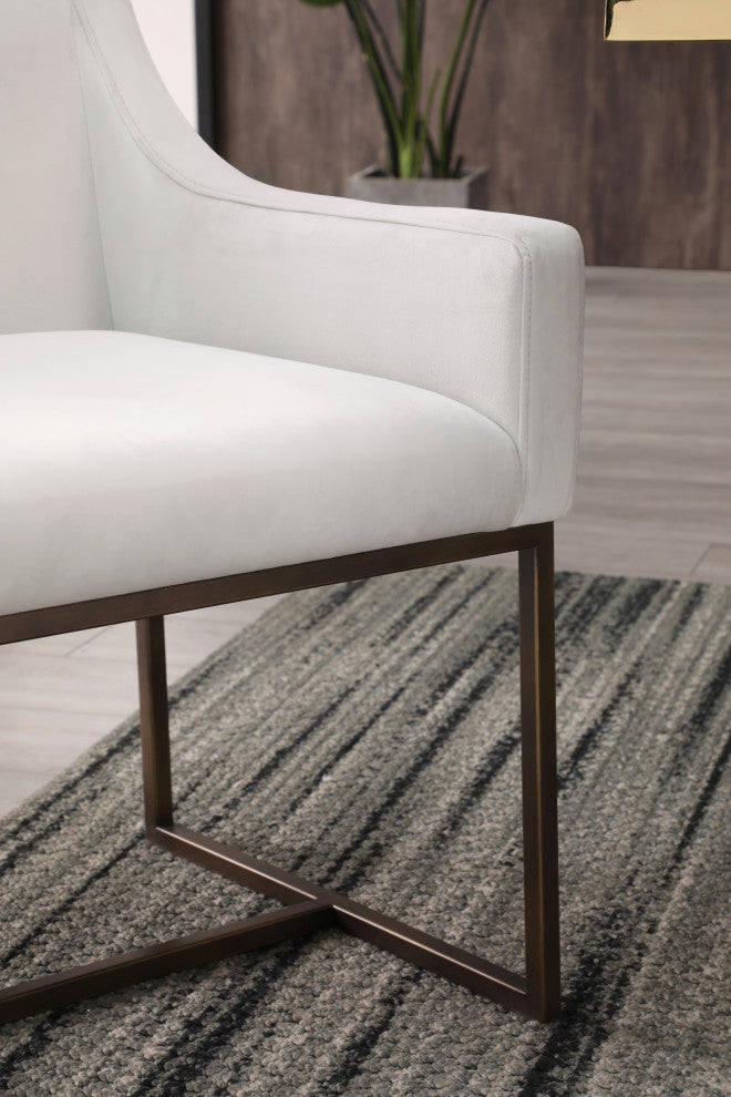 Modrest Elijah, Beige and Copper Antique Brass Dining Chair