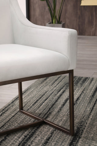 Modrest Elijah, Beige and Copper Antique Brass Dining Chair