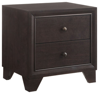 2-Drawer Wooden Nightstand, Espresso Brown