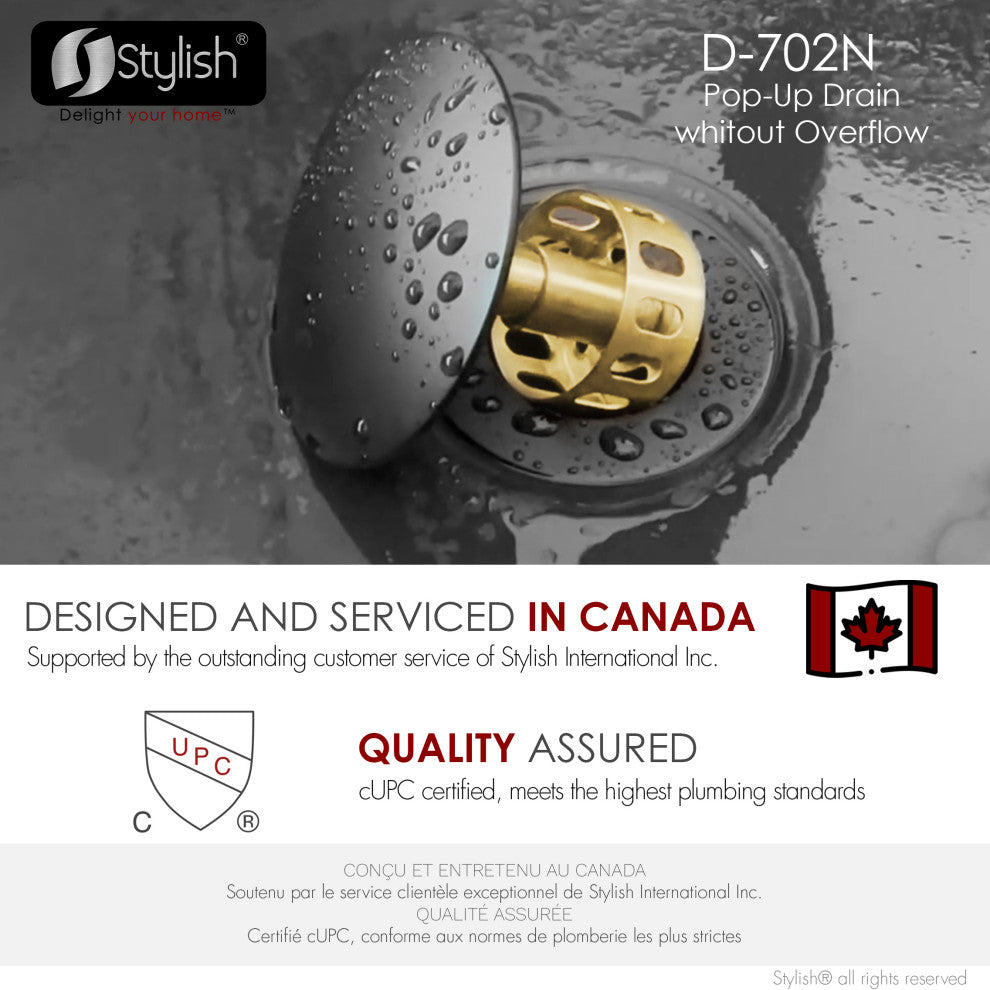 STYLISH Matte Black Pop-Up Bathroom Sink Drain without Overflow