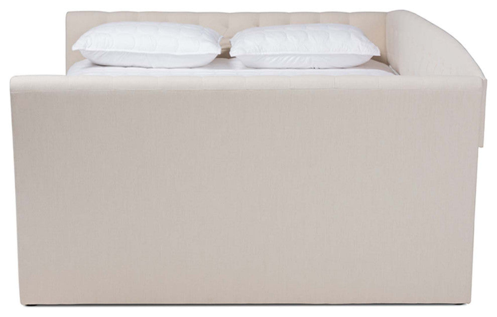 Jayleen Fabric Upholstered Daybed, Beige, Queen