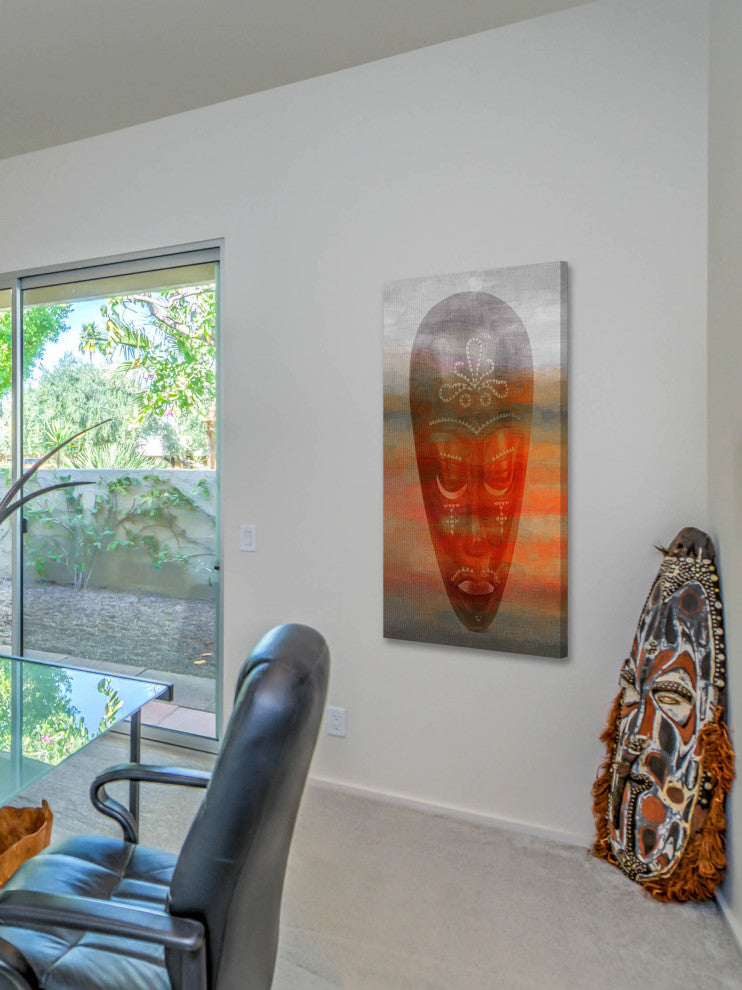 "African Mask" Print on Canvas, 18"x36"