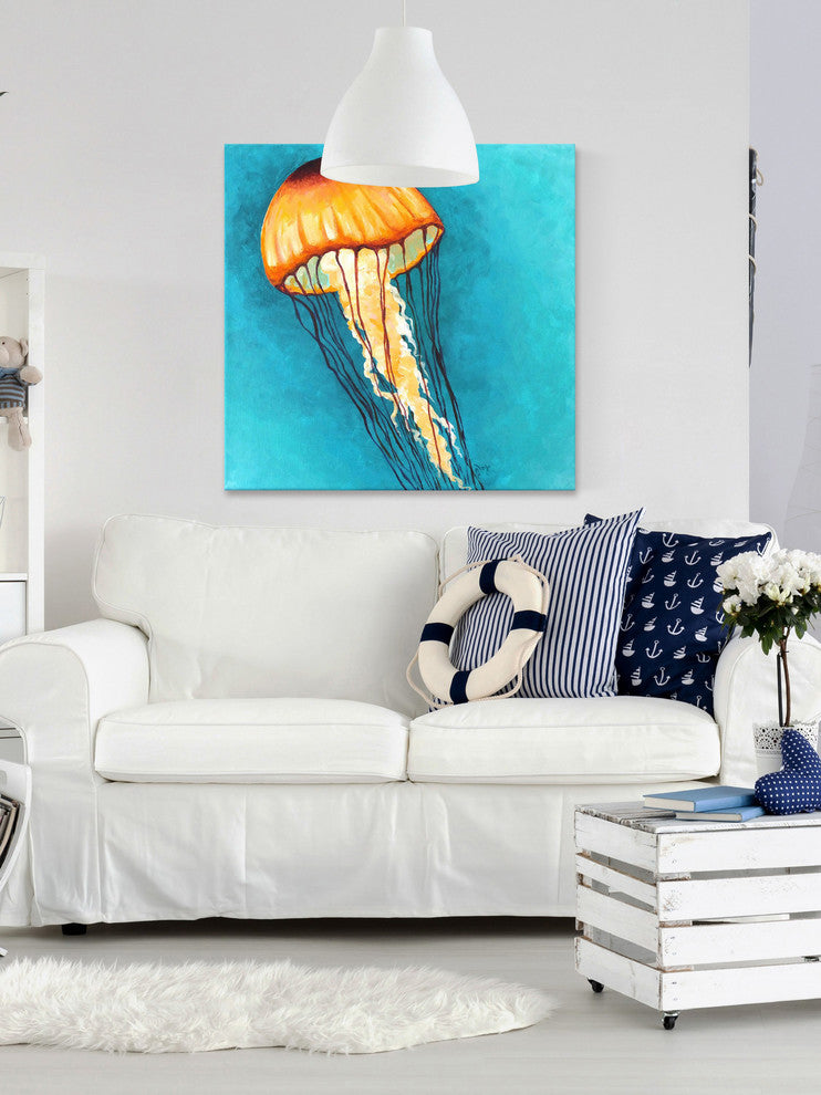 Marmont Hill, "Jellyfish Yellow" by Nicola Joyner Print on Wrapped Canvas, 40x40