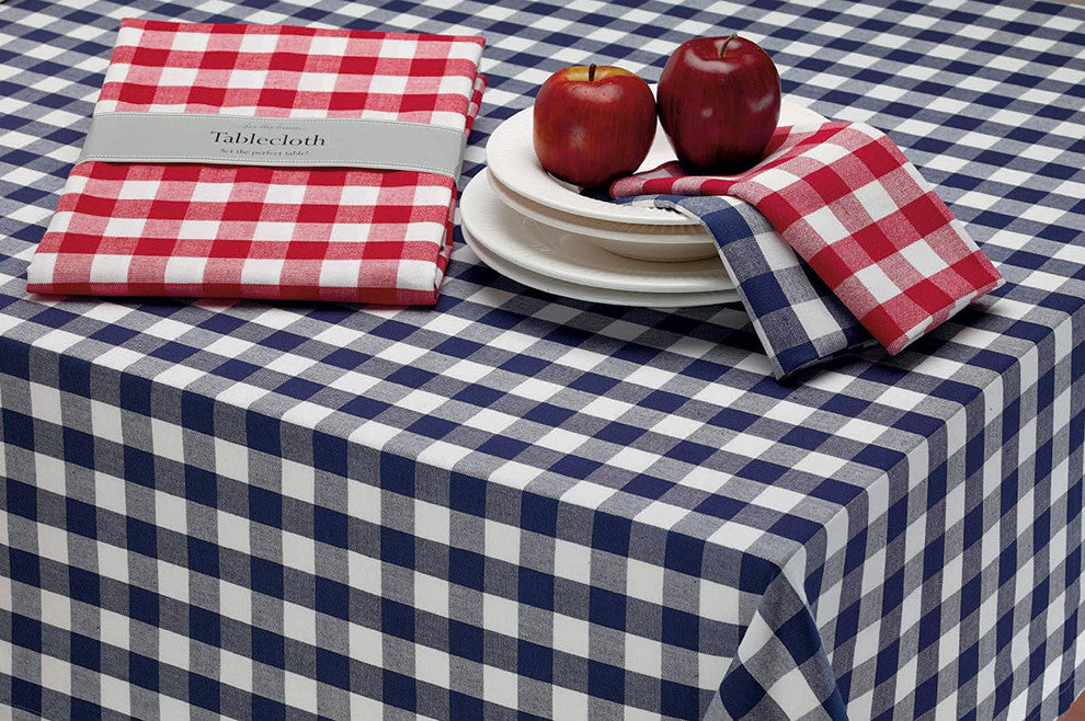 Navy/White Checkers Tablecloth, 52"x52"