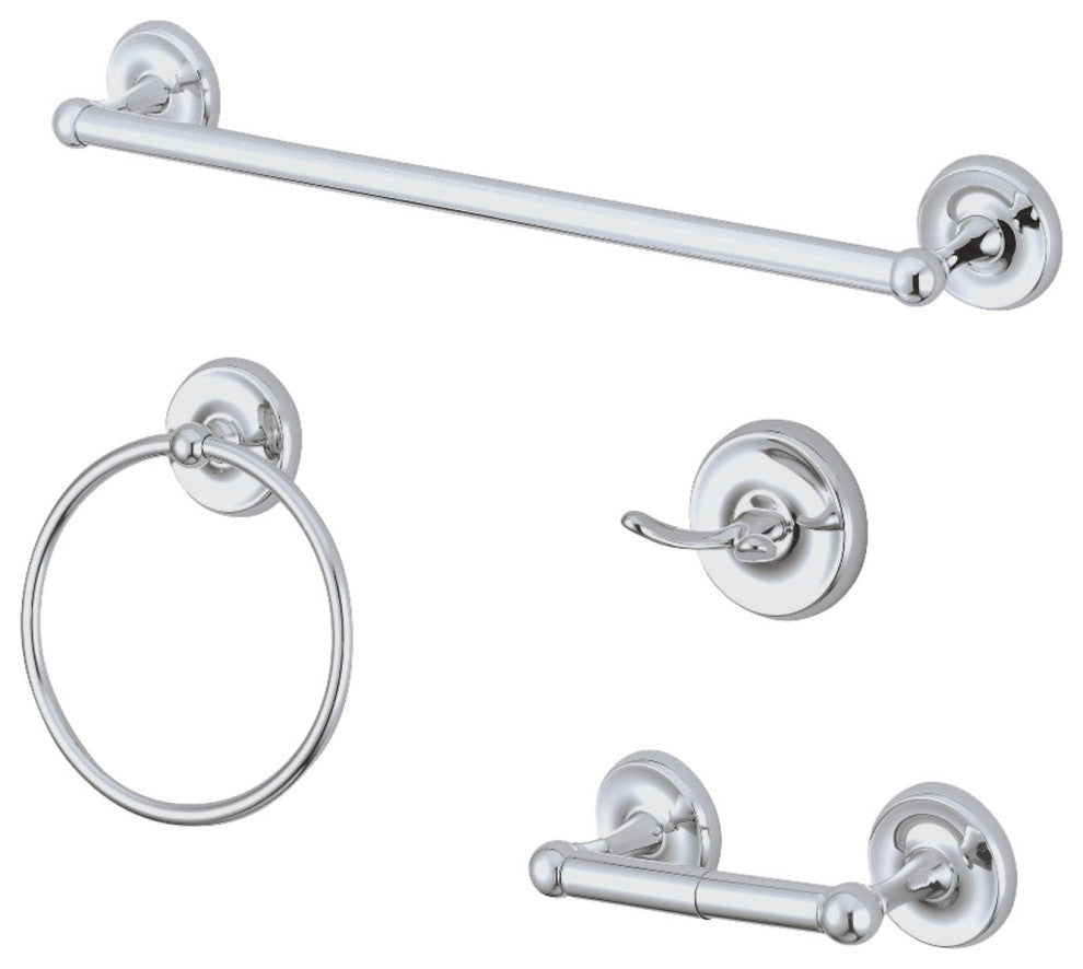Kingston Brass 4-Piece Bathroom Accessory Set, Polished Chrome