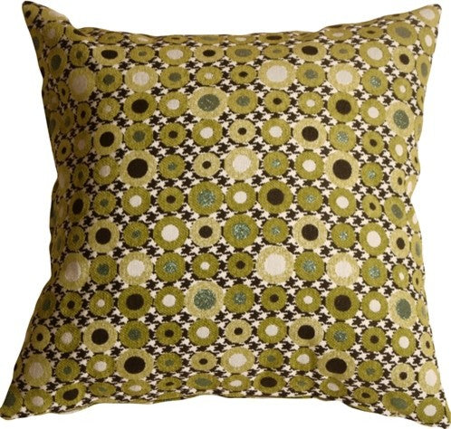 Pillow Decor - Houndstooth Spheres Throw Pillow, Green, 18" X 18"
