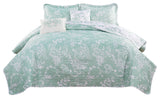 LA Boheme 5 Piece Printed Bed Spread Set, Teal Turquoise, King