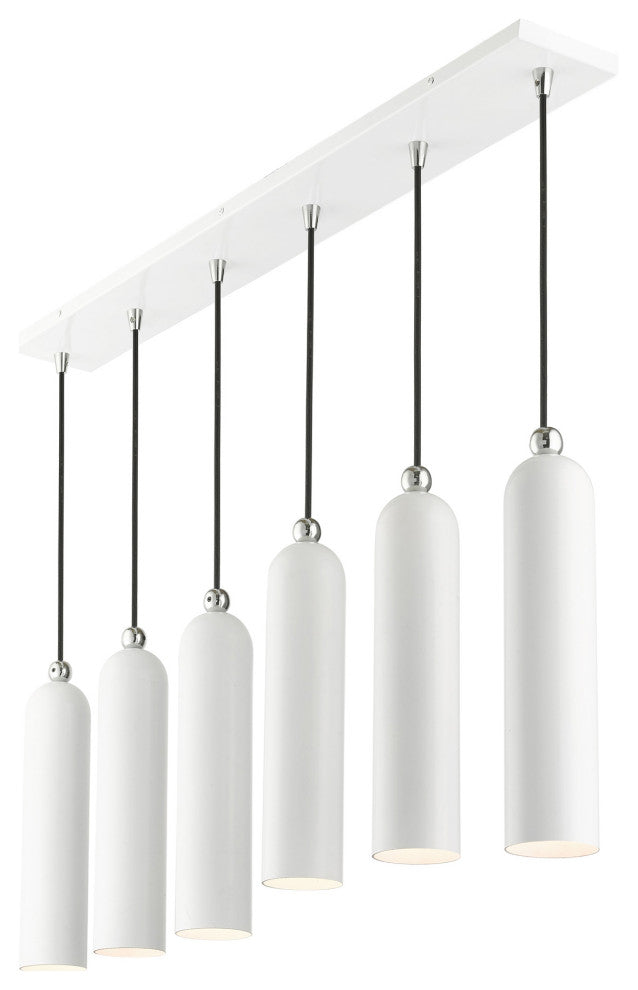 Shiny White Finish Mid Century Modern, Urban, Scandinavian Linear Pendant