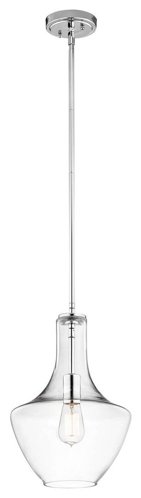 Pendant 1-Light, Clear Glass, Chrome