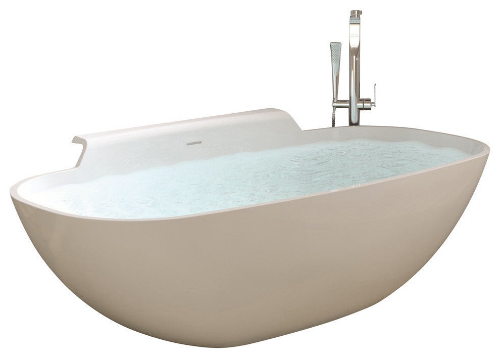 ADM Elipsed Freestanding Bathtub, Glossy White, 70.9"