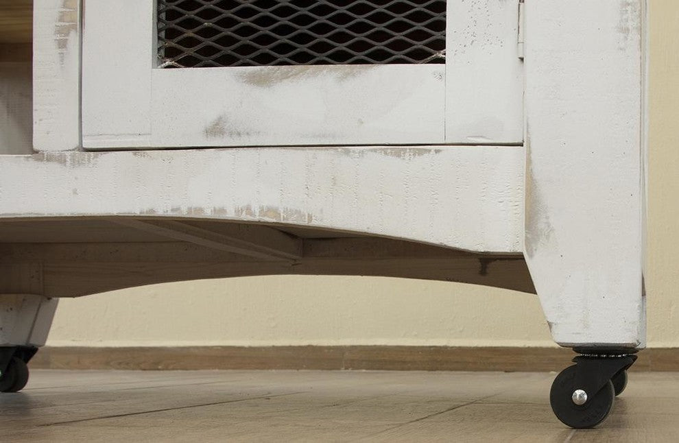 Greenview Solid Wood Kitchen Island, Distressed White, 39"