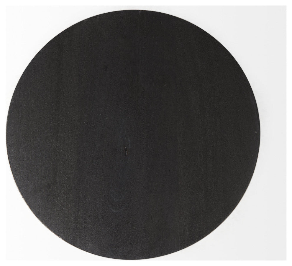 Dark Stain Pedestal Table With Black Detailing