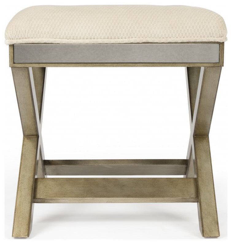 Mirrored X Frame Vanity Stool