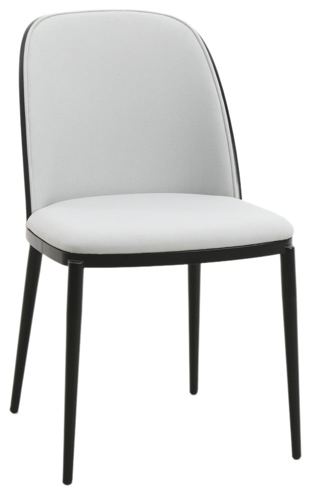 LeisureMod Tule Dining Side Chair With Upholstered Seat and Steel Frame, Black/Platinum Blue