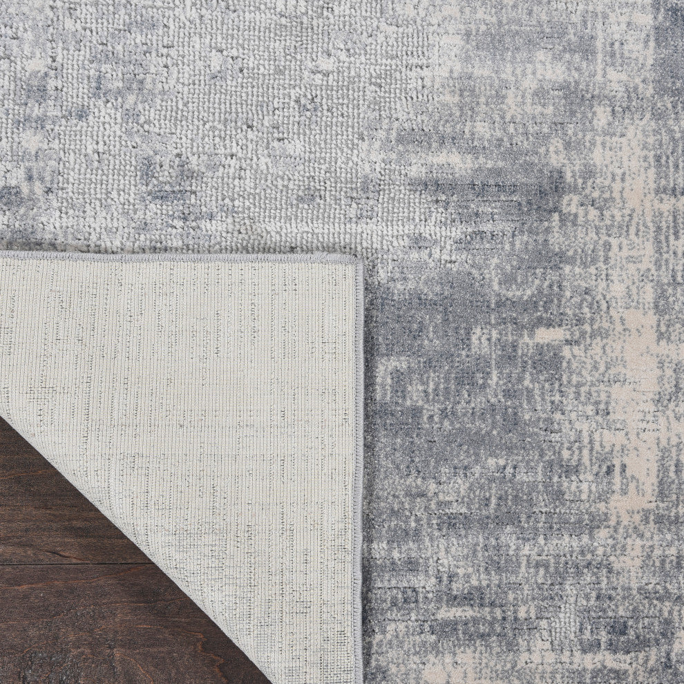 Nourison Rustic Textures 7'10" Round Blue/Ivory Modern Indoor Area Rug